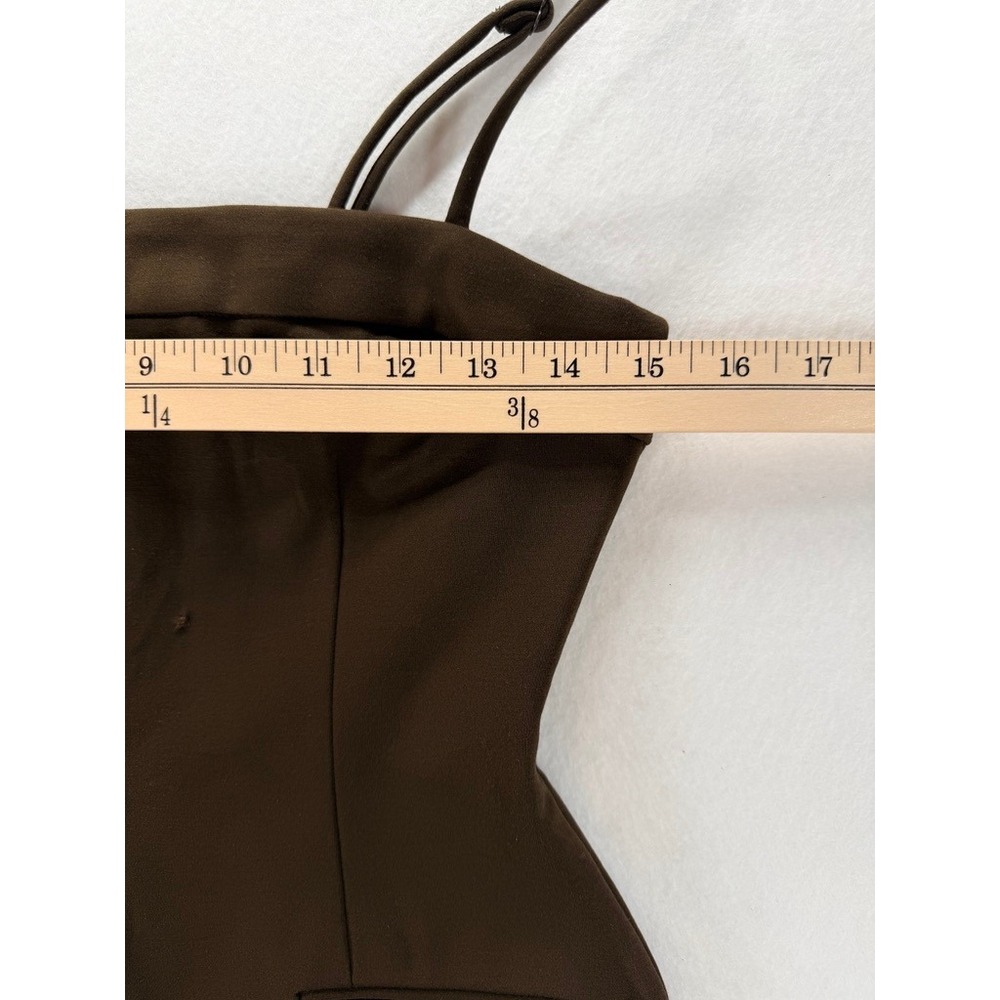 L'Academie Brown Strappy Button-Front Bustier Top - Picture 4 of 13